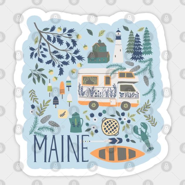 Road Trip to Maine Sticker by YuanXuDesign